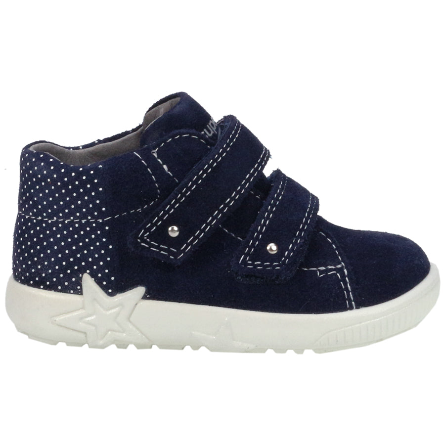 High-quality navy blue SUPERFIT Knöchelschuh 436-80 with adorable white polka dots design