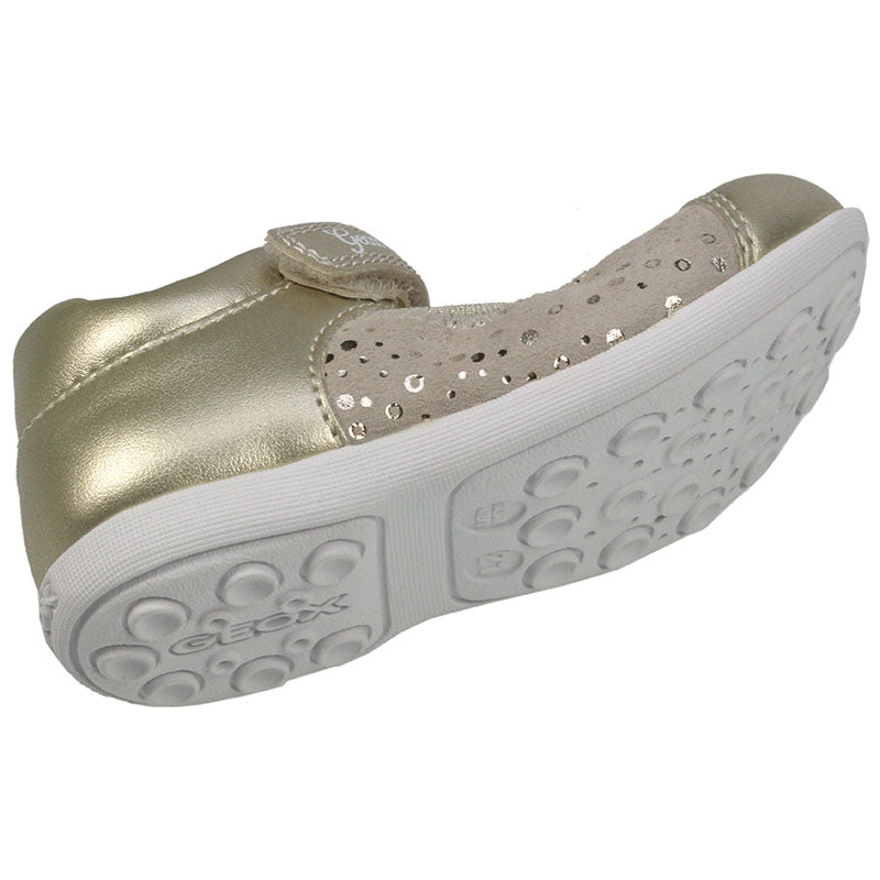 Gold GEOX Ballerina JODIE B7226B with breathable sole and bow detail