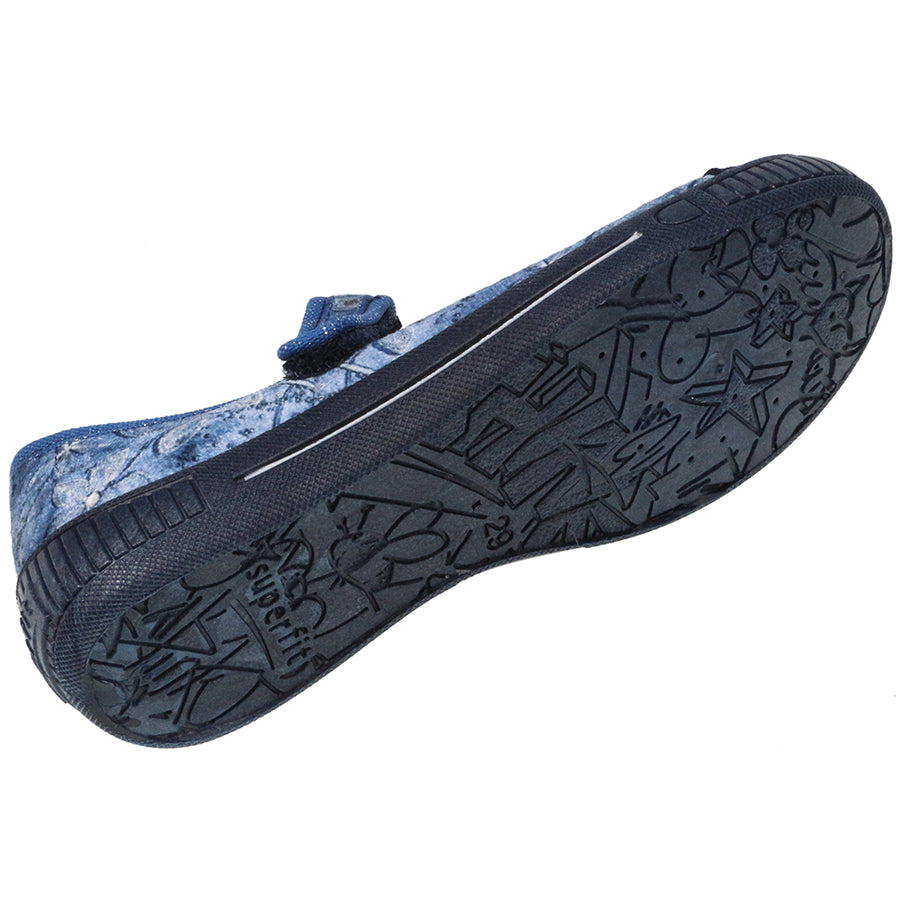 Comfortable and stylish blue velvet SUPERFIT Hausschuh BELLA 261-80 slipper with durable sole