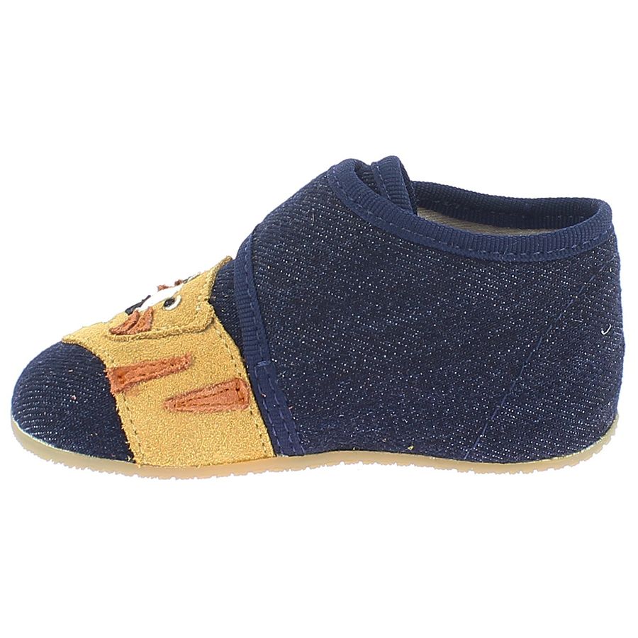LIVING KITZBÜHEL Hausschuh 3906-590 in jeans color with tiger and Fußball design, perfect for cozy indoor wear