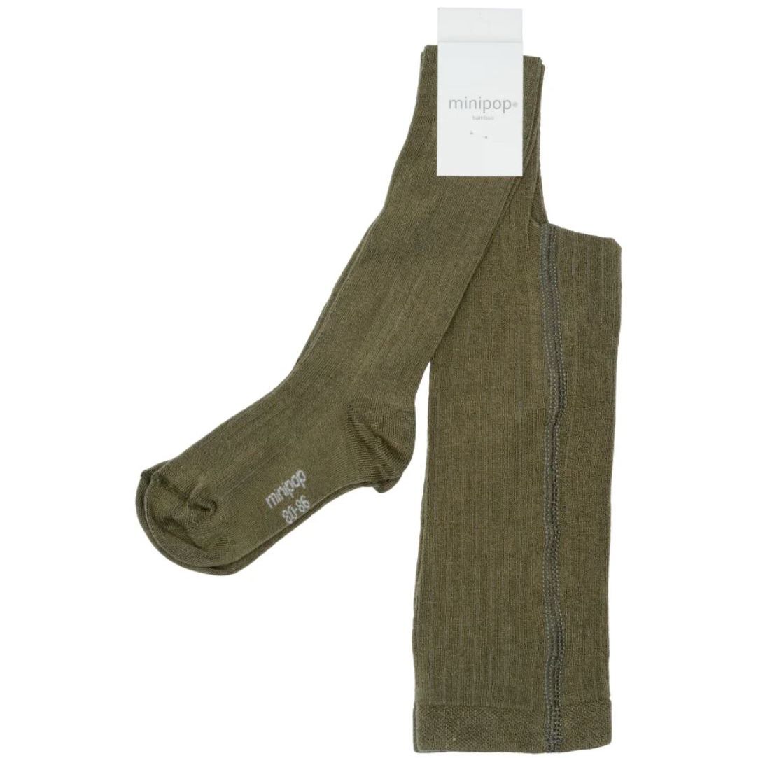 MINIPOP Bambus Strumpfhose - oliv, nachhaltige und bequeme Damenstrumpfhose aus Bambusfasern