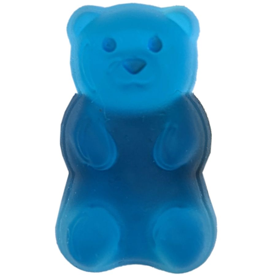 Ein blaues Gummibär-Jibbitz für CROCS, mit buntem Design und lustigem Aussehen