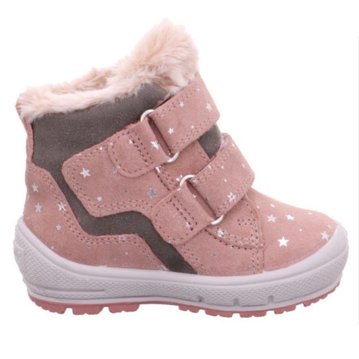 Women's SUPERFIT GORE-TEX ankle shoe in pink and grey with glitter stars