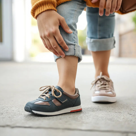 Elternhand passt Kinderschuhe an, Fokus auf Passform und Komfort für Kinderfüße