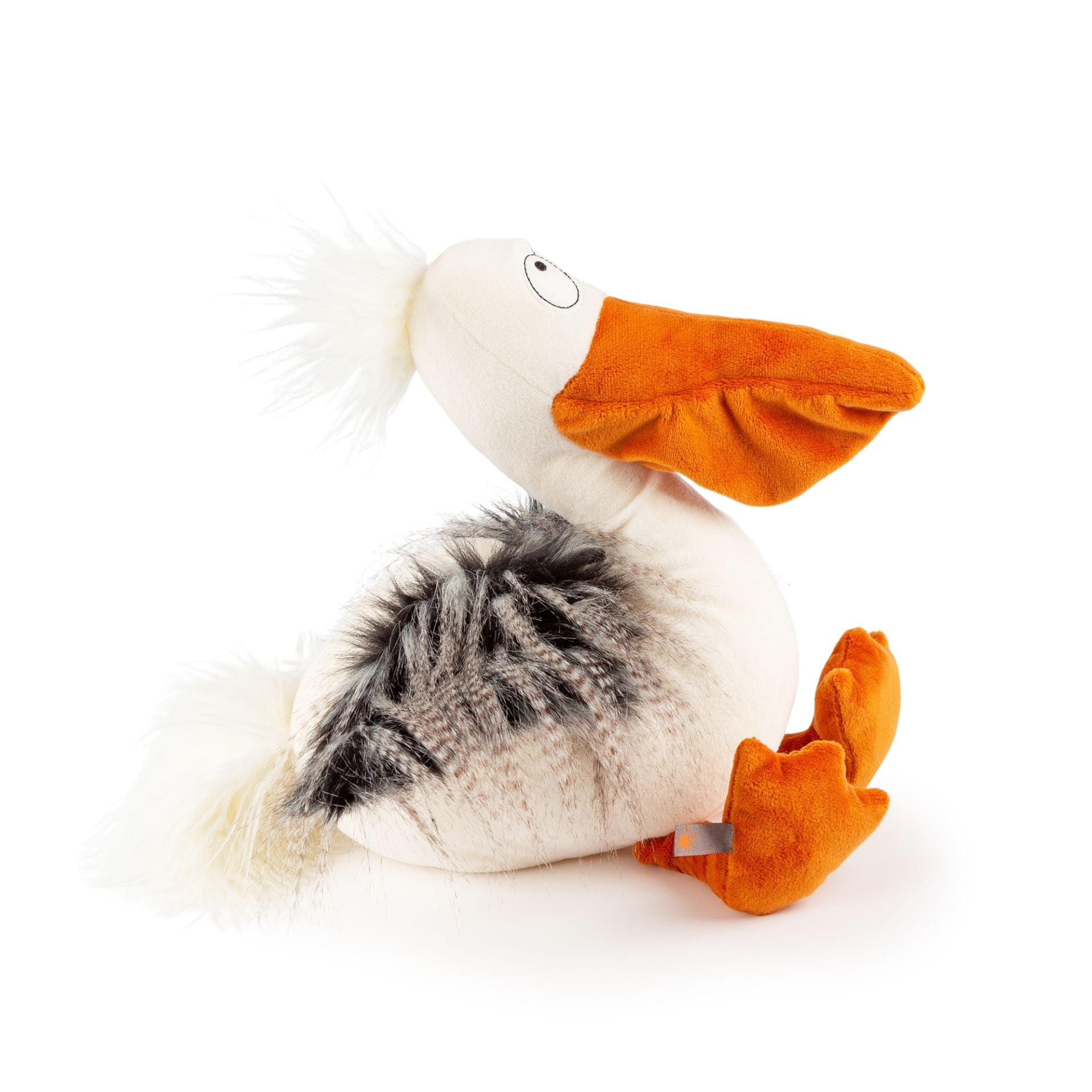 Detailaufnahme des Sigikid BEASTS Pelikan Romeo Pelikano mit hochwertigen Nähten und freundlichem Gesicht