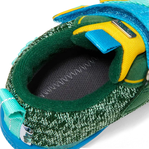 Colorful AFFENZAHN TEX Knöchelschuh HAPPY BÄR in blue, green, and yellow for kids