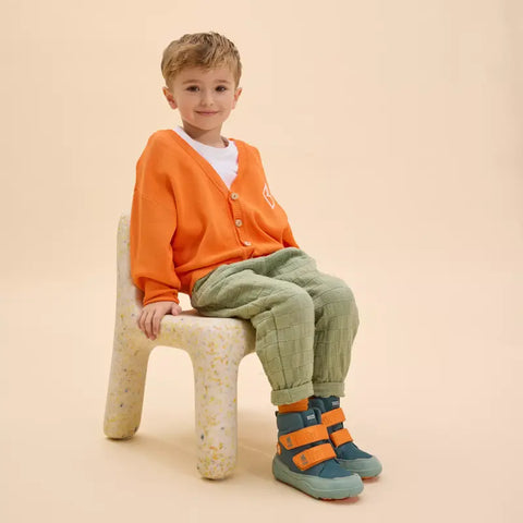 Colorful petrol, mint, and orange AFFENZAHN TEX Stiefel COMFY VEGAN Hase boots featuring a cute bunny design