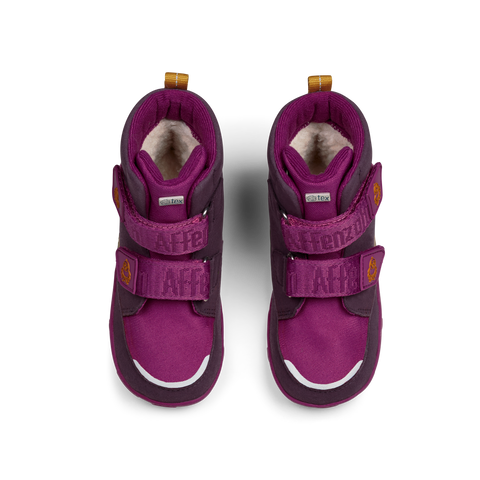 Side view of AFFENZAHN TEX Stiefel COMFY VEGAN VOGEL - beere kids' boots