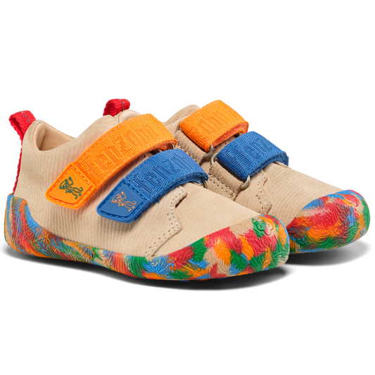 AFFENZAHN Barfuß Halbschuh WALKY 10 YEARS - beige / bunt 