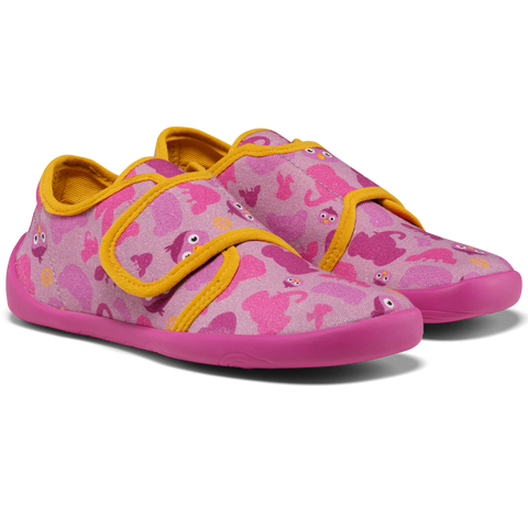 Affenzahn Hausschuh COTTON MOVY - Vogel Hausschuh mit buntem Vogel-Motiv aus Baumwolle und rutschfester Sohle 