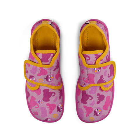  Nachhaltige Hausschuhe für Kinder mit buntem Vogel-Motiv und rutschfester Sohle aus Baumwolle 