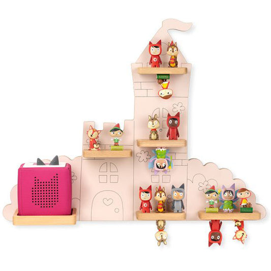 TONIES Wandregal Im Zauberschloss elegantly holds Tonies figurines and enhances playroom decor with its charming castle design 