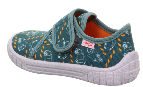 SUPERFIT Hausschuh BILL 279-705 - petrol / orange / Baufahrzeuge
