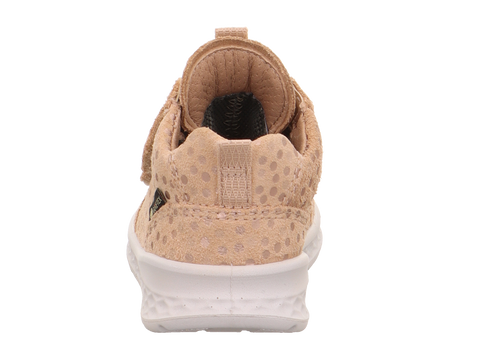 Rückansicht des SUPERFIT Halbschuh Breeze 369-401 in Beige mit Punktemuster und weißer Sohle