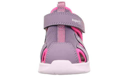 Comfortable and stylish SUPERFIT WAVE halbsandale in flieder and pink color