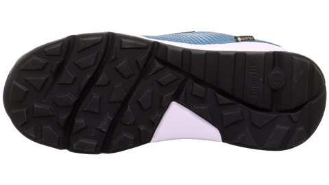 Unteransicht des SUPERFIT GORE-TEX BOA Halbschuh FREE RIDE 569-801 in marineblau; schwarze grob profilierte Sohle.