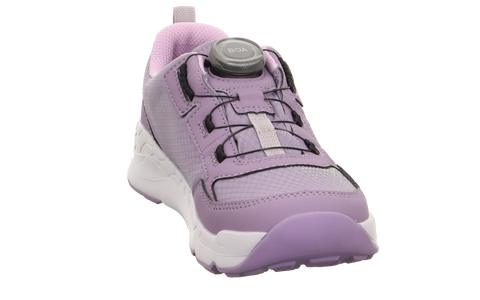 Vorderansicht des SUPERFIT Gore-Tex BOA Halbschuh in Flieder, mit BOA-Drehverschluss