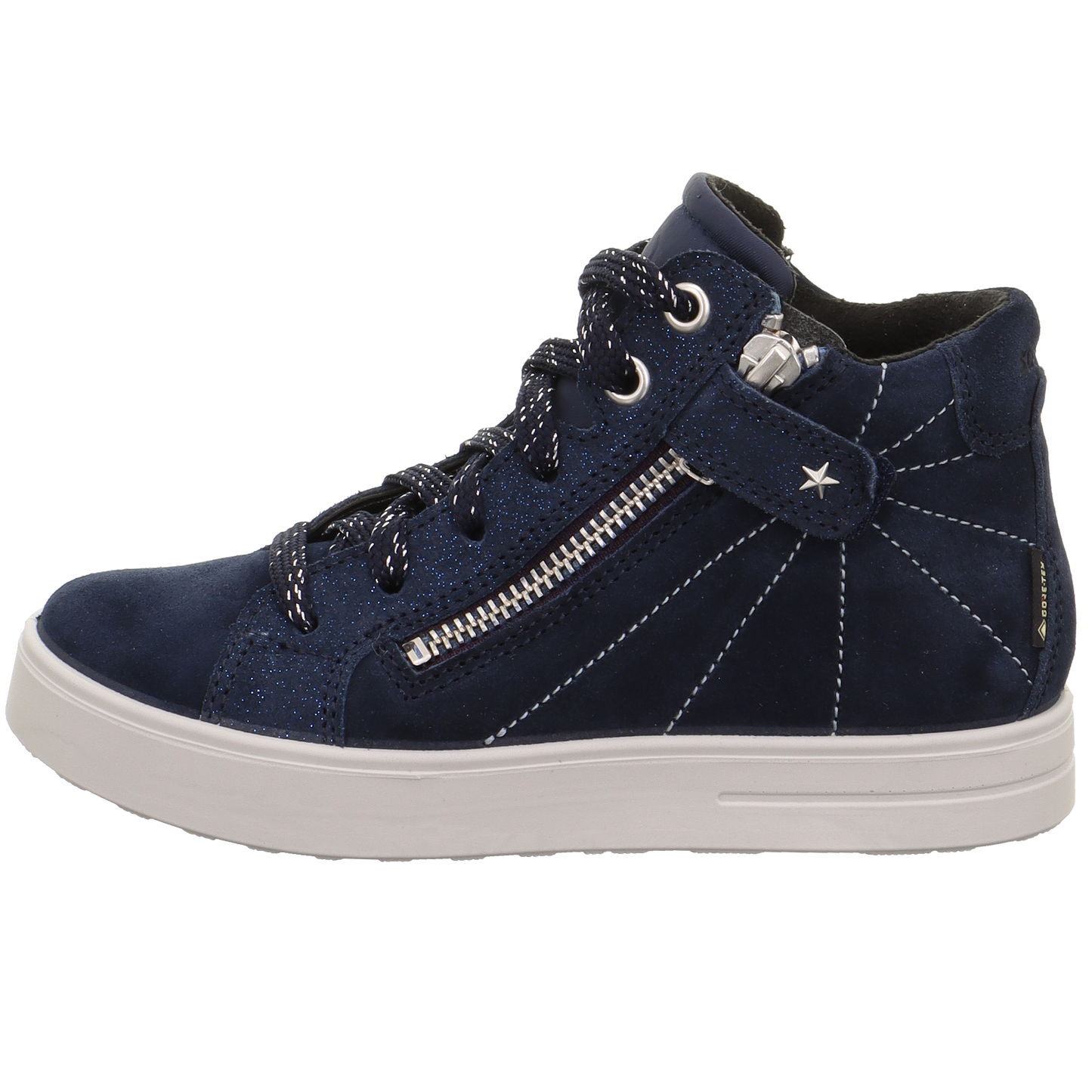 Stylish and durable SUPERFIT GORE-TEX ankle shoe in dark blue with glitter and star details