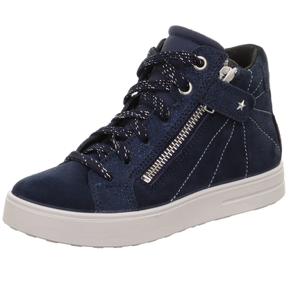 Women's SUPERFIT GORE-TEX ankle shoe in dark blue with glitter and star details