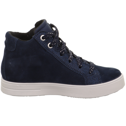 Stylish dark blue ankle boot with glitter and star design, featuring GORE-TEX technology for superior waterproofing and breathability - SUPERFIT STELLA 800-80