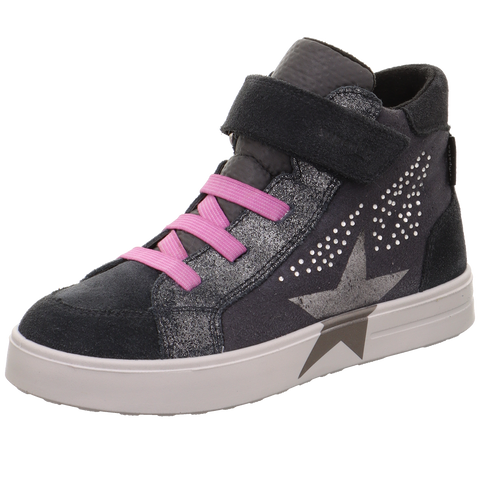 High-performance SUPERFIT SYMPA-TEX Knöchelschuh in stylish dunkelgrau/pink color with edgy Nieten detailing