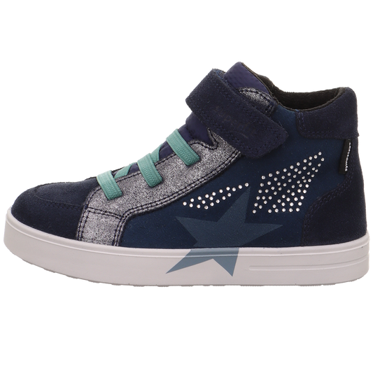 High-performance SUPERFIT SYMPA-TEX Knöchelschuh STELLA 811-80 in dark blue and light blue with stylish silver studs