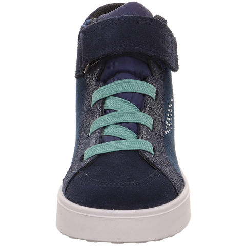 Stylish and supportive SUPERFIT SYMPA-TEX Knöchelschuh in dark blue and light blue with eye-catching studs