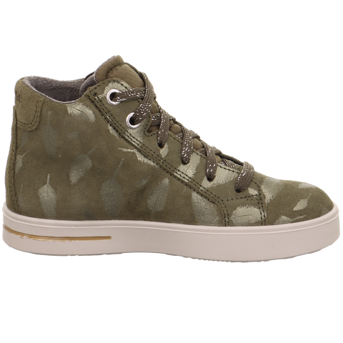 Olive green and leaf patterned SUPERFIT GORE-TEX ankle shoe, style STELLA 812-70