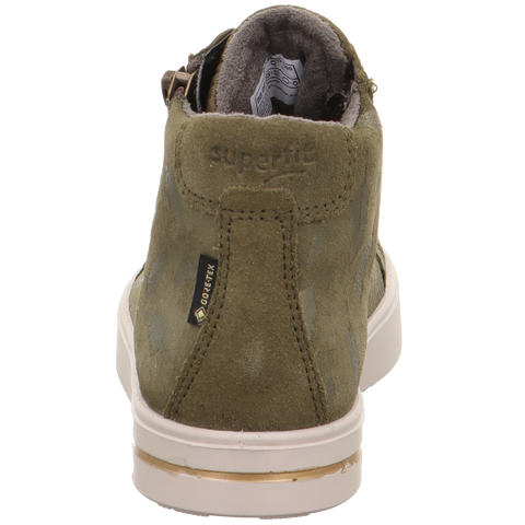 Stylish and durable SUPERFIT GORE-TEX ankle boot in olive green with leaf pattern design