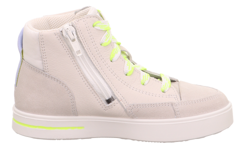 Hochwertiger Knöchelschuh in leuchtendem Neongelb und stilvollem Off-White