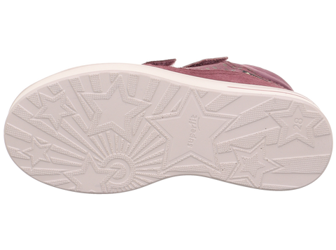 Unteransicht des SUPERFIT Knöchelschuh Stella 816-500 in beere/rosa; weiße Sohle mit geometrischem Muster