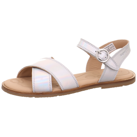 Sandalen SUPERFIT FLAIR 1000-95 in Silber, Lederimitat, mit silberner Schnallenverschluss