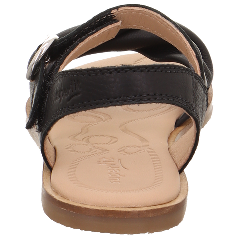 SUPERFIT FLAIR 1001-00 schwarz Sandalen, Leder, braune Sohle; Seitenansicht, Modell custom.modellbezeichnung
