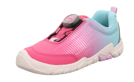 SUPERFIT Halbschuh Barfußschuh TRACE 6026-550 - pink / lila / türkis - front view, lightweight and flexible design for natural foot movement