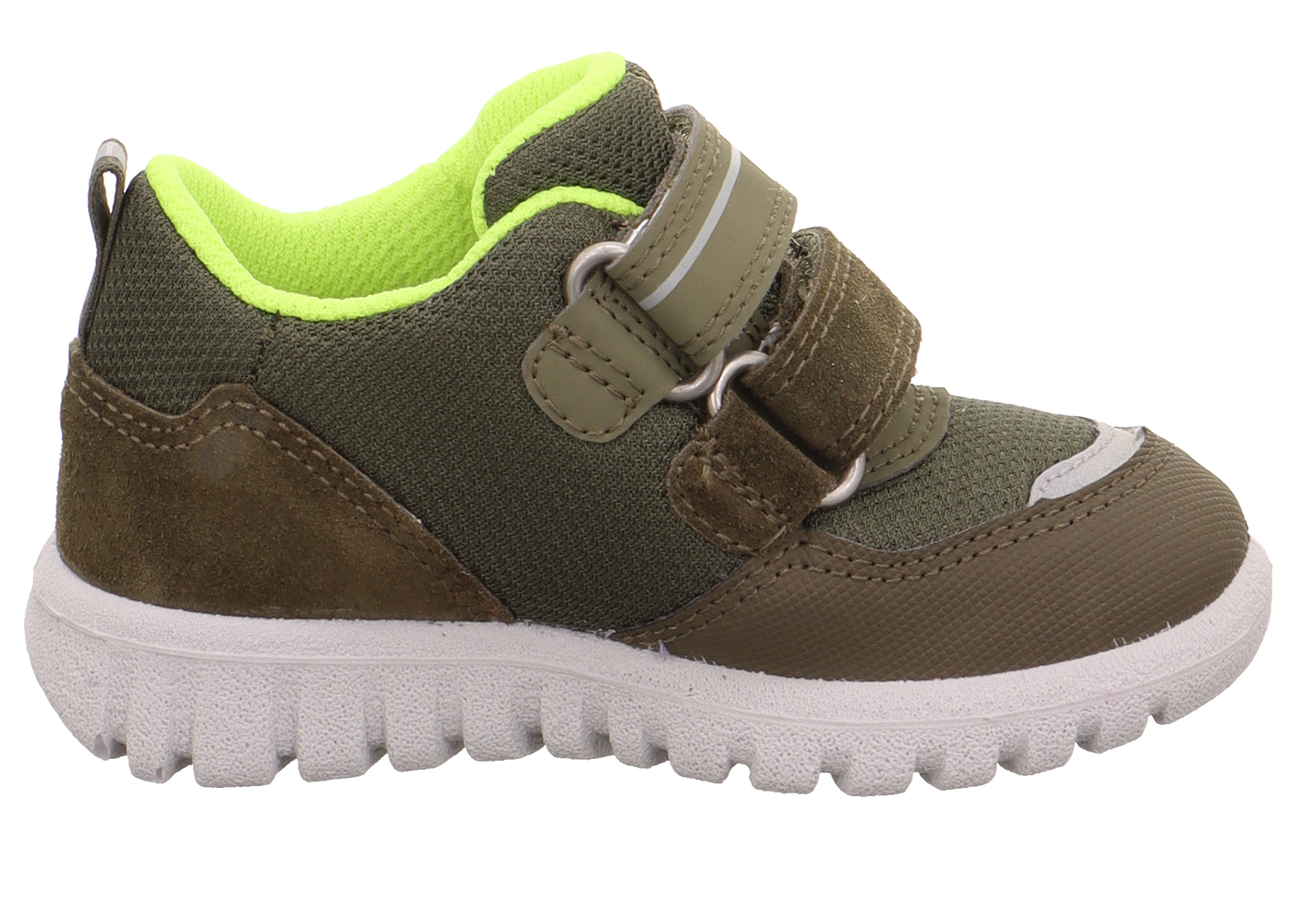 Olive green and neon yellow SUPERFIT GORE-TEX Halbschuh SPORT7 MINI 6182-700 for active kids