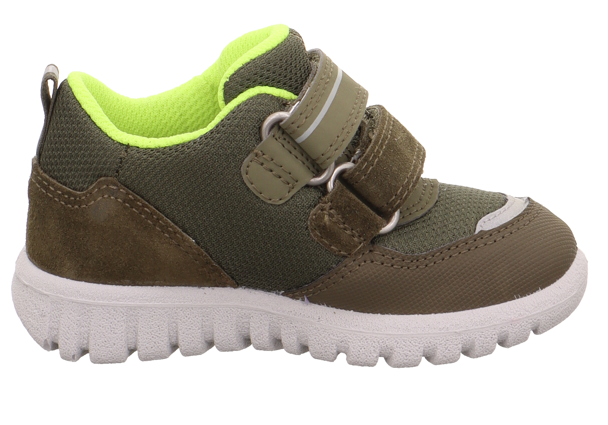 Olive green and neon yellow SUPERFIT GORE-TEX Halbschuh SPORT7 MINI 6182-700 for active kids