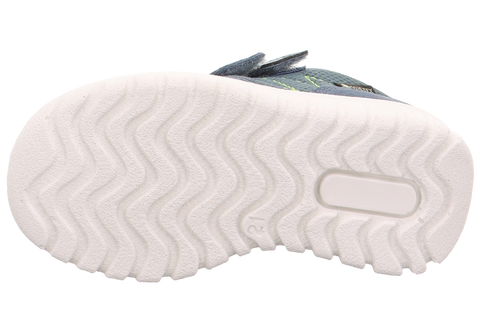 Light blue and neon green SUPERFIT GORE-TEX Halbschuh SPORT7 MINI 6182-803, a durable and waterproof sport shoe for kids