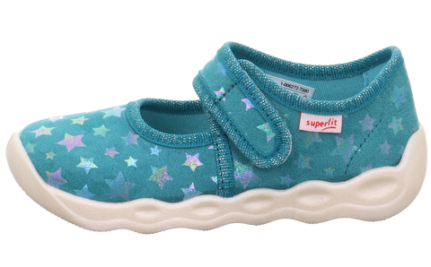 SUPERFIT Hausschuh BUBBLE 6272-700 - smaragdgrün / Sterne