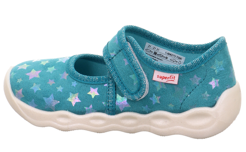 SUPERFIT Hausschuh BUBBLE 6272-700 - smaragdgrün / Sterne