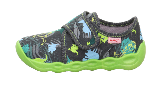 SUPERFIT Hausschuh BUBBLE 6273-201 - grün / anthrazit / Dinos
