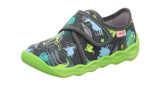 SUPERFIT Hausschuh BUBBLE 6273-201 - grün / anthrazit / Dinos