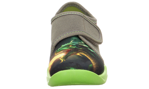 SUPERFIT Hausschuh BUBBLE 6274-701 - khaki / neongrün / Drache
