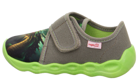 SUPERFIT Hausschuh BUBBLE 6274-701 - khaki / neongrün / Drache