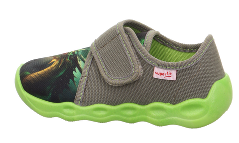 SUPERFIT Hausschuh BUBBLE 6274-701 - khaki / neongrün / Drache