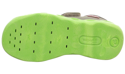 SUPERFIT Hausschuh BUBBLE 6274-701 - khaki / neongrün / Drache