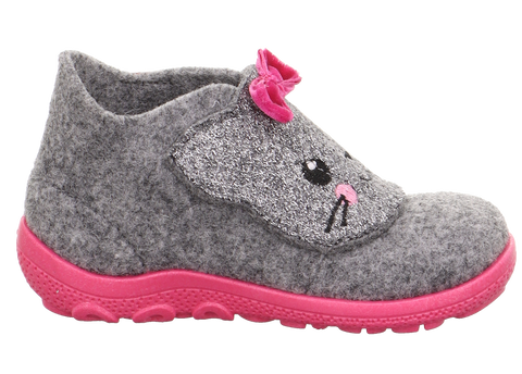 SUPERFIT Hausschuh HAPPY 6295-250 - grau / Glitzer / Katze