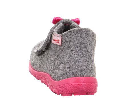SUPERFIT Hausschuh HAPPY 6295-250 - grau / Glitzer / Katze