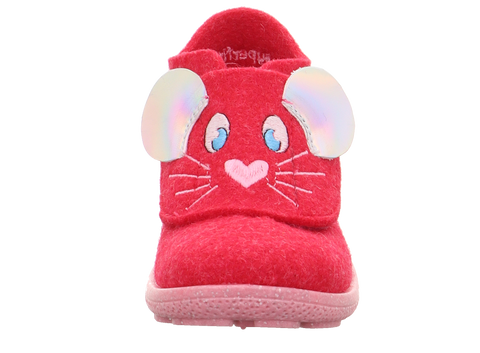 Comfortable and stylish SUPERFIT Hausschuh HAPPY 6295/551 in himbeer / Maus color combination