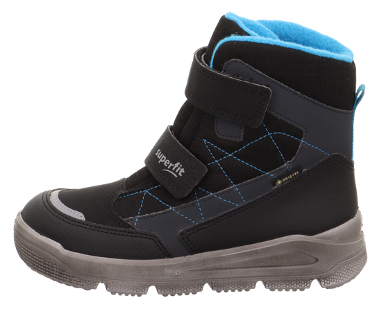 SUPERFIT GORE-TEX Stiefel MARS 9086-00 - schwarz / türkis waterproof hiking boots with black and turquoise design on a white background 