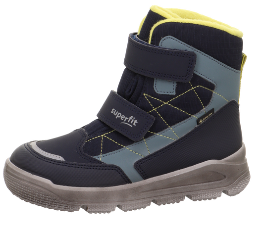 Men's SUPERFIT GORE-TEX Stiefel MARS 9086/802 in blue, grey, and yellow, featuring a durable and waterproof design for outdoor activities